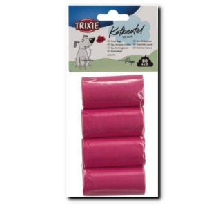 Worki na odchody, dla psa, różowe, o zapachu róży, 4 rolki po 20 szt.